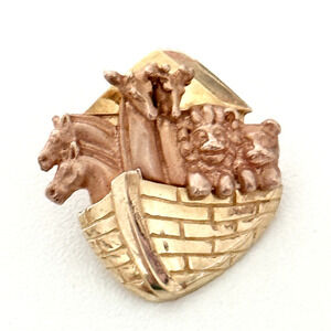 Ardian Designer 14K Yellow & Rose Gold Noah's Ark Boat Animals Pendant